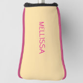Crème minimalistische aangepaste naam golfheadcover (Draai 90)