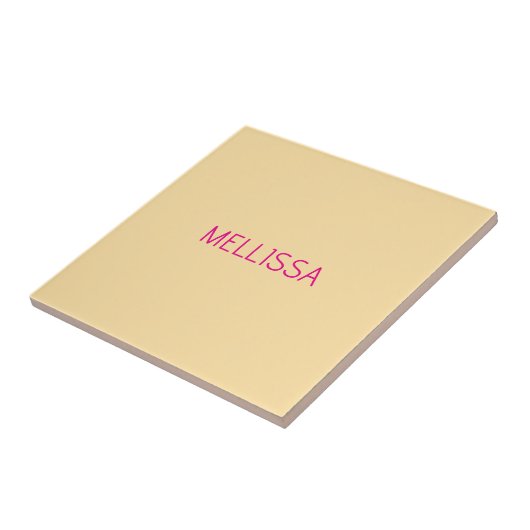 Crème minimalistische aangepaste naam  tegeltje (Zijkant)