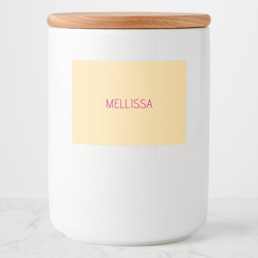 Crème minimalistische aangepaste naam voedselcontainer etiket (Voorkant)