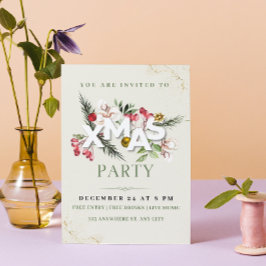 Crème Minimalistische Kerstfeest Uitnodiging