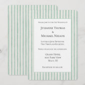 Crème Mint Strepen Bruiloft Kaart (Voorkant / Achterkant)