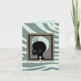 Crème, mintgroene en zwarte zebraprint feestdagen kaart