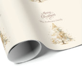 Crème mocha bruine boom sneeuw Kerstmis Cadeaupapier (Rol Hoek)