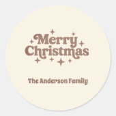 Crème mocha Vrolijk Kerstplezier Ronde Sticker (Voorkant)