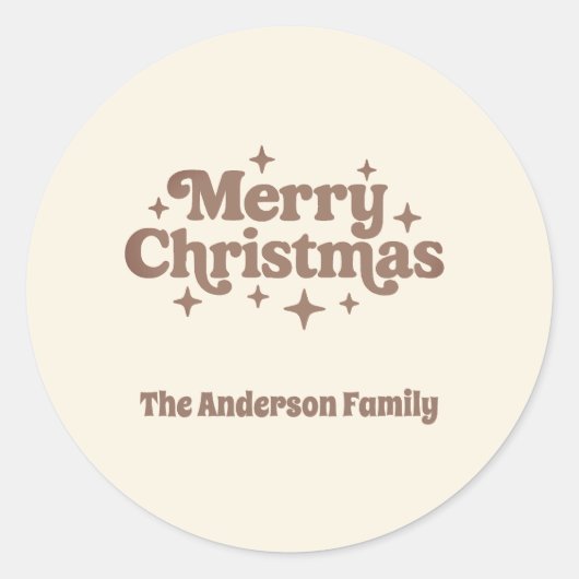 Crème mocha Vrolijk Kerstplezier Ronde Sticker (Voorkant)