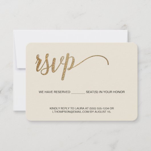 Crème Modern Goud RSVP geen mailing Voorbehouden S (Voorkant)
