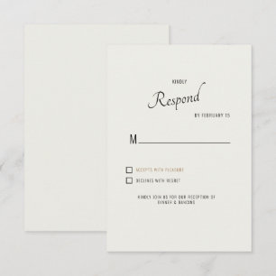 Crème Modern Lettertype Zwarte Tekst Trouw RSVP Kaartje