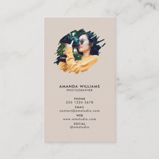 Crème Moderne Foto | Fotograaf Fotografie Visitekaartje (Achterkant)