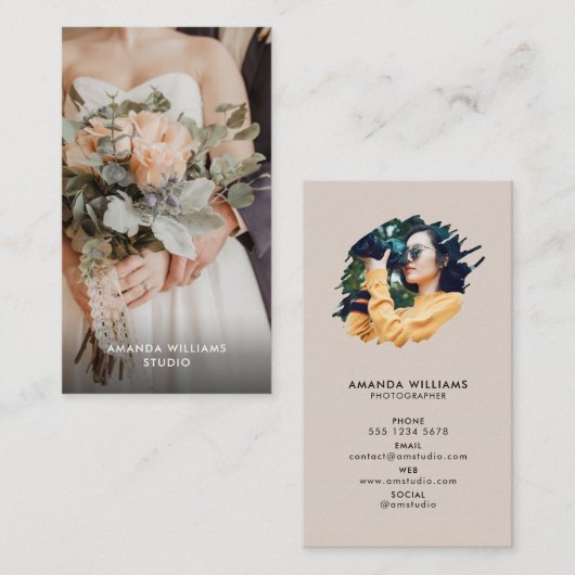 Crème Moderne Foto | Fotograaf Fotografie Visitekaartje (Voorkant / Achterkant)