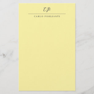 Crème moderne monogram kalligrafie gewone naam briefpapier