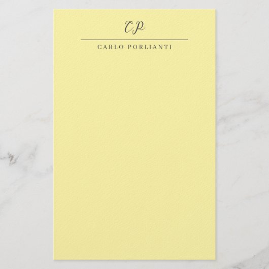 Crème moderne monogram kalligrafie gewone naam briefpapier (Voorkant)
