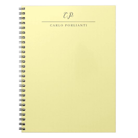 Crème moderne monogram kalligrafie gewone naam notitieboek (Voorkant)