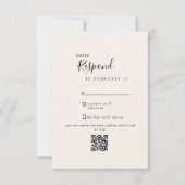Crème moderne trouwfeest QR-code RSVP  Kaartje (Voorkant)