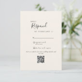 Crème moderne trouwfeest QR-code RSVP  Kaartje (Staand voorkant)