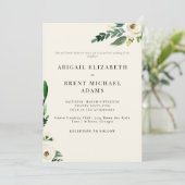 Crème Moderne Witte Bloemen Bruid Ouders Trouwen Kaart (Staand voorkant)