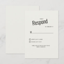Crème Moderne Zwarte Tekst Trouw RSVP Kaartje