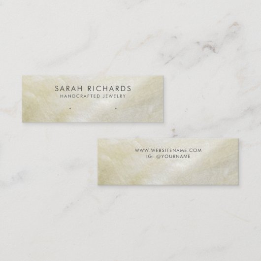 Crème Moeder van de Parel Display Oorbel Mini Visitekaartje (Voorkant / Achterkant)