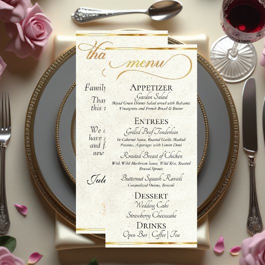 Crème - Monogram bloemenkrans & Dank je wel Trouw- Menu