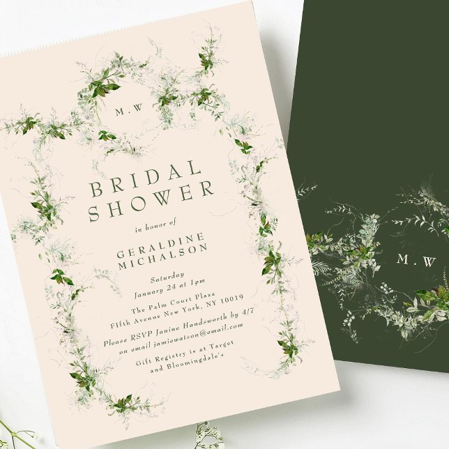 Crème Monogram Eucalyptus krans Vrijgezellenfeest (Creator heeft geüpload)