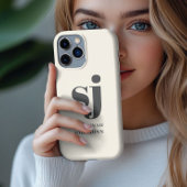 Crème monogram initiaal Case-Mate iPhone case