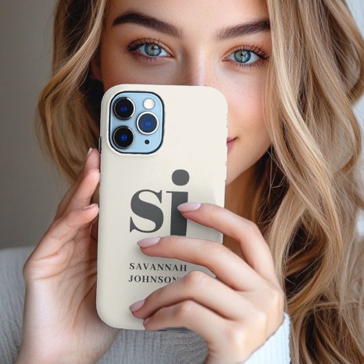 Crème monogram initiaal Case-Mate iPhone case