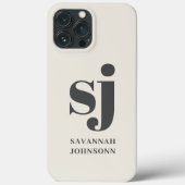 Crème monogram initiaal Case-Mate iPhone case (Achterkant)
