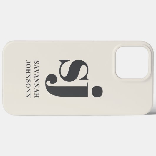 Crème monogram initiaal Case-Mate iPhone case (Achterkant (horizontaal))