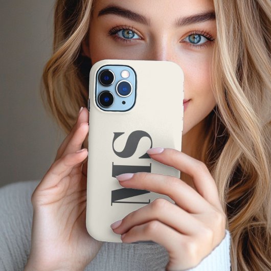 Crème Monogram initiaal eenvoudig iPhone Hoesje