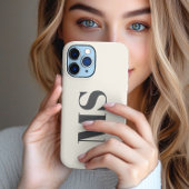 Crème Monogram initiaal enkelvoudig iPhone Hoesje