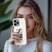 Crème Monogram initiaal enkelvoudig iPhone Hoesje