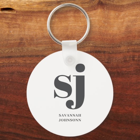 Crème monogram initiaal sleutelhanger (Achterkant)