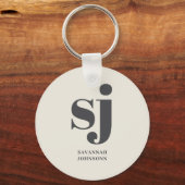 Crème monogram initiaal  sleutelhanger (Voorkant)