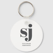 Crème monogram initiaal  sleutelhanger (Achterkant)