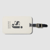 Crème monogram initialen bagagelabel (Voorkant (horizontaal))