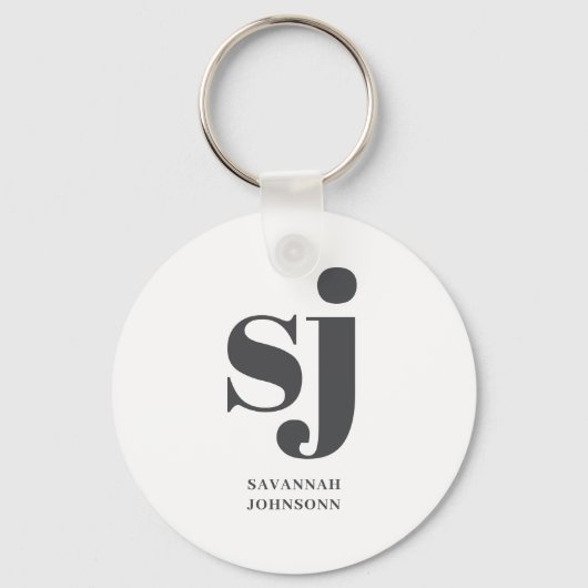 Crème monogram initialen sleutelhanger (Achterkant)