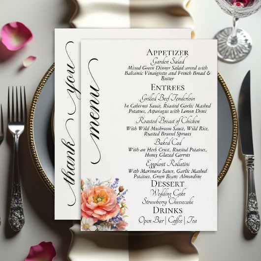 Crème - Monogram, Wilde Bloemen & Dank Je Menu