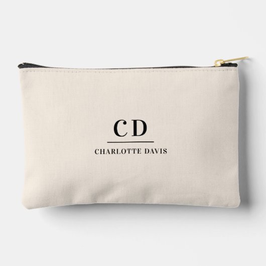 Crème naam monogram initialen minimalistisch etui (Achterkant)