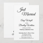 Crème "Net getrouwd" Eenvoudige, Elegante Receptie Kaart (Voorkant / Achterkant)