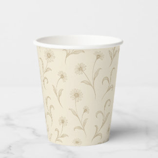 Crème neutrale delicate bloem botanisch papieren bekers
