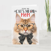 Crème Noors Bos Kat voor Mam op Moederdag Feestdagen Kaart (Voorkant)