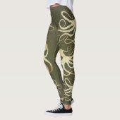 Crème Octopus op Army Green - Leggings (Links)