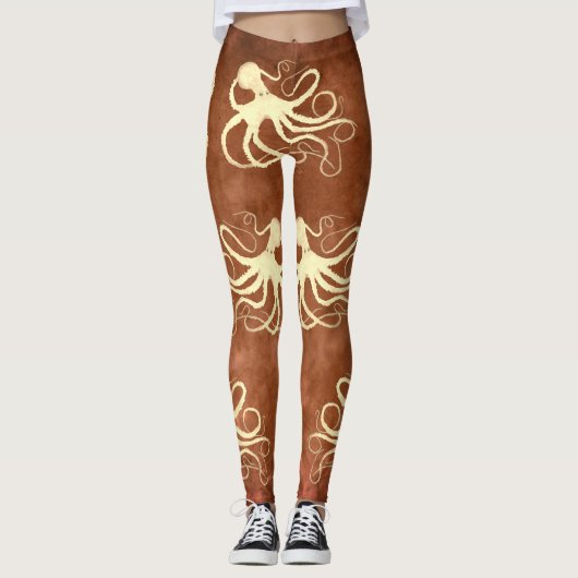 Crème Octopus op Chocolade - Leggings (Voorkant)