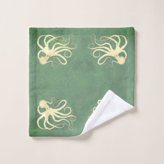 Crème octopus op zonsondergang - Bathroom Towel se Bad Handdoek (Wasdoekje)
