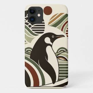 Crème Olijf Groene Maroon Pinguïn Golven in Art De Case-Mate iPhone Case