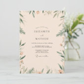 Crème Olijf Loofwerk Eucalyptus Bruiloft Kaart (Staand voorkant)