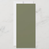 Crème Olijfgroene Monogram Huwelijksmenu Kaart (Achterkant)
