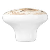 Crème oranje bloemmotief keramische knop (Zijkant)