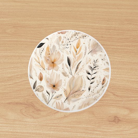 Crème oranje bloemmotief keramische knop