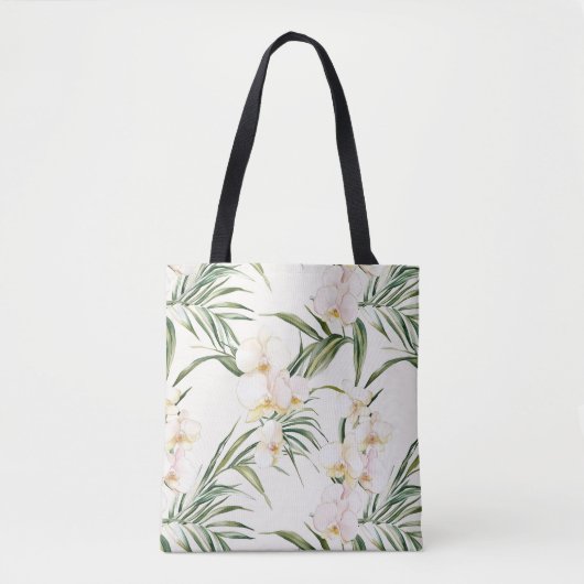 Crème Orchidee Bloemen Tote Bag (Voorkant)