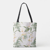 Crème Orchidee Bloemen Tote Bag (Achterkant)